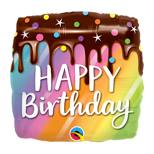 45cm Birthday Rainbow Drip Cake Square Foil Balloon #10485 - Each (Pkgd.)