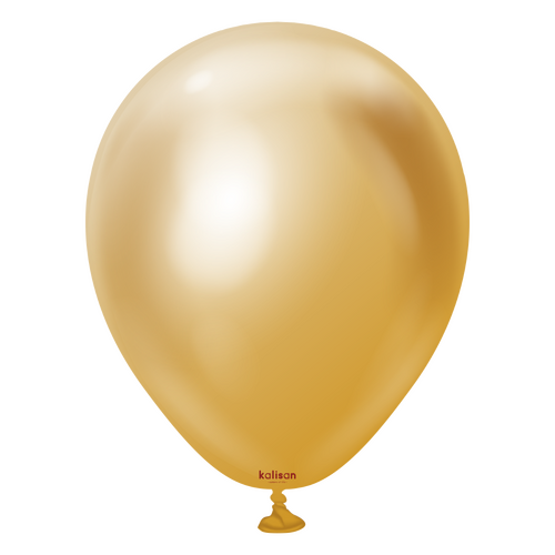 12cm Mirror Gold Kalisan Plain Latex Balloons #10550011 - Pack of 100 