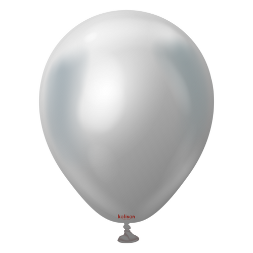 12cm Mirror Silver Kalisan Plain Latex Balloons #10550021 - Pack of 100