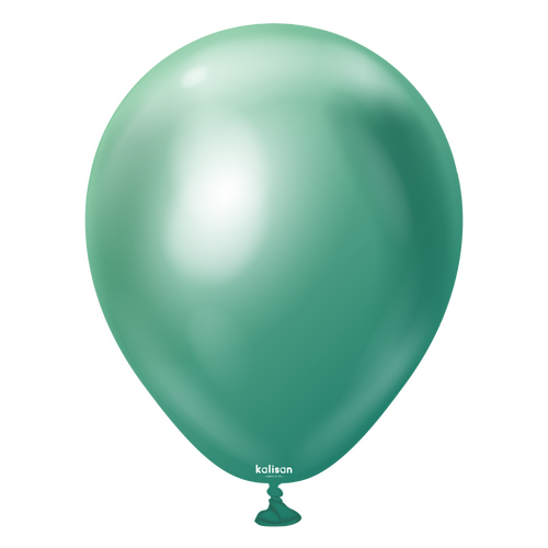12cm Mirror Green Kalisan Plain Latex Balloons #10550061 - Pack of 100