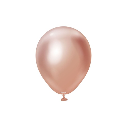 12cm Mirror Rose Gold Kalisan Plain Latex Balloons #10550071 - Pack of 100