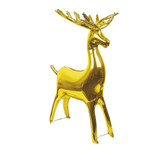 100cm Shape Foil Balloon Standing Reindeer Gold #1074289 - Each (Pkgd.) 