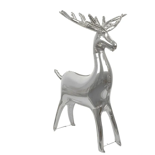 100cm Shape Foil Balloon Standing Reindeer Silver #1074293 - Each (Pkgd.) LOW STOCK