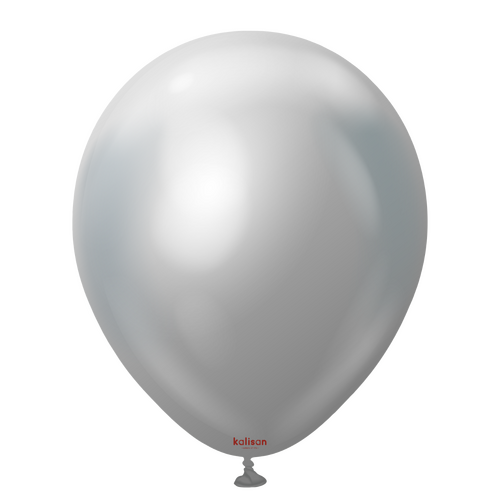 30cm Mirror Silver Kalisan Plain Latex Balloons #11250022 - Pack of 50