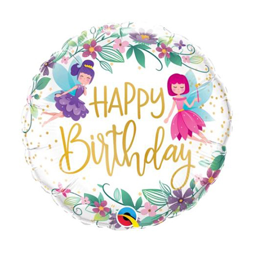 45cm Round Birthday Wild Flower Fairies Foil Balloon #12263 - Each (Pkgd.)  