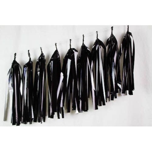 Tassels Metallic Black 35cm Pre-Cut #1237010 - Pack of 9
