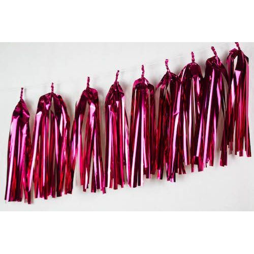 Tassels Metallic Hot Pink 35cm Pre-Cut #1237016 - Pack of 9 TEMPORARILY UNAVAILABLE