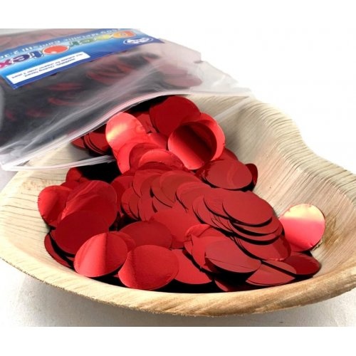 Confetti 2cm Metallic Red 250 grams #1239018 - Resealable Bag