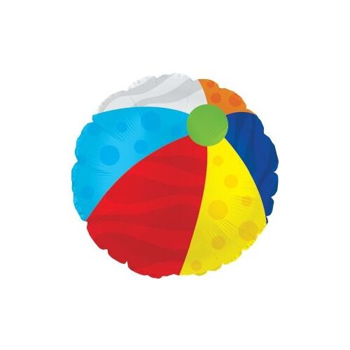 22cm Beach Ball Foil Balloon #124038AF - Each (Inflated, supplied air-filled on stick)