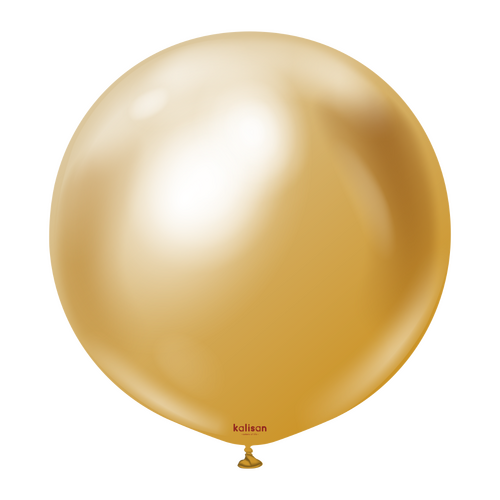 60cm Mirror Gold Kalisan Plain Latex Balloons #12450016 - Pack of 2 