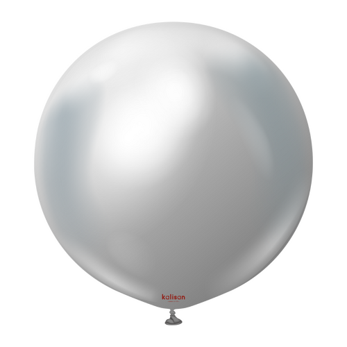 60cm Mirror Silver Kalisan Plain Latex Balloons #12450026 - Pack of 2