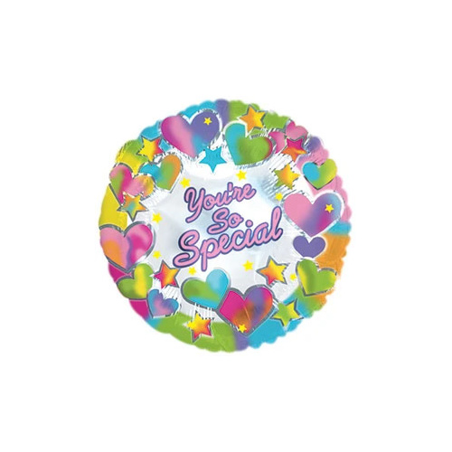 22cm You're So Special Hearts and Stars Foil Balloon #124502AF - Each  (Inflated, supplied air-filled on stick)