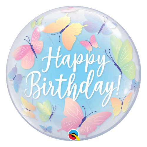 56cm Single Bubble Birthday Soft Butterflies #13086 - Each (Pkgd.) 