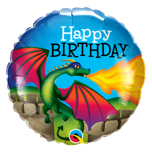45cm Round Birthday Mythical Dragon Foil Balloon #13314 - Each (Pkgd.)