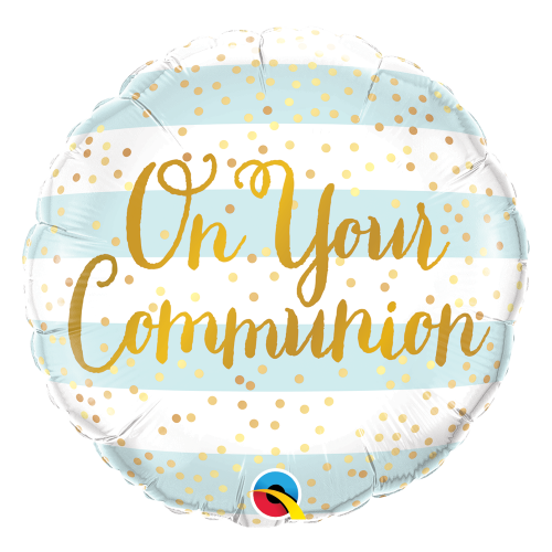 45cm Communion Blue Stripes Foil Balloon #13445 - Each (Pkgd.)