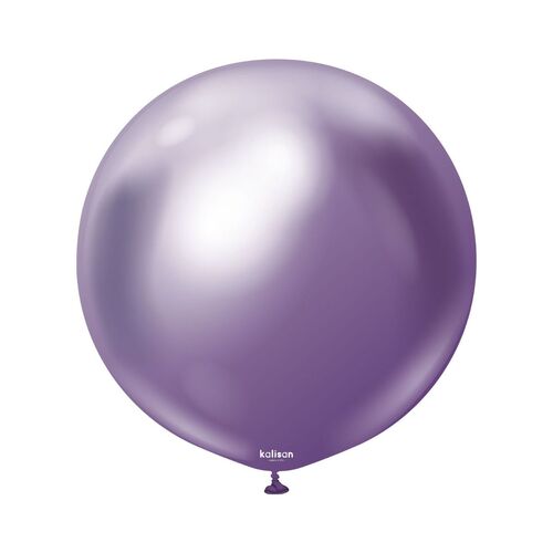 90cm Mirror Violet Kalisan Plain Latex Balloons #13650046 - Pack of 2