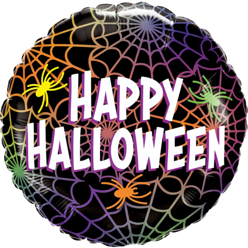 45cm Round Halloween Spider & Webs Foil Balloon #14997 - Each (Pkgd.)