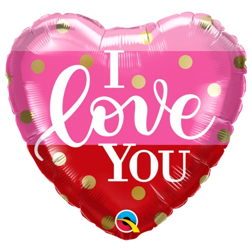 45cm Heart Foil I Love You Gold Dots #16727 - Each (Pkgd.) 