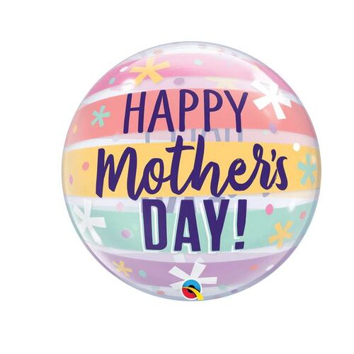 56cm Single Bubble Mother's Day Pastel Stripes #17408 - Each (Pkgd.)