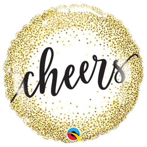 45cm Round Foil Cheers Gold Glitter Dots #18889 - Each (Pkgd.) 
