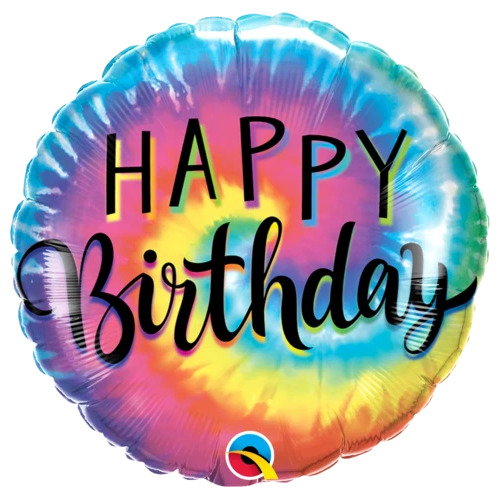 45cm Round Foil Birthday Tie Dye Swirls #18914 - Each (Pkgd.) 