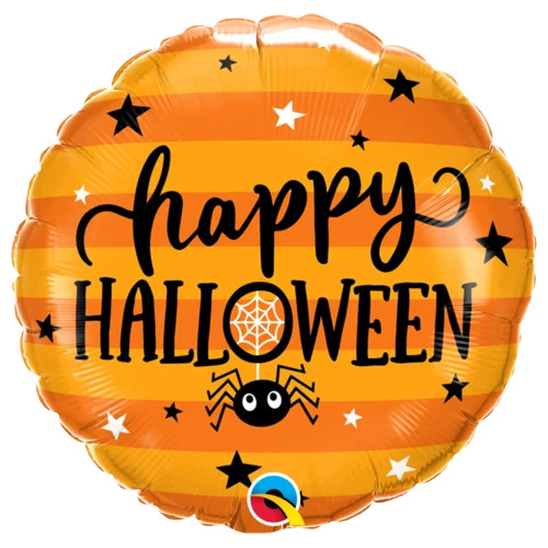 45cm Round Foil Halloween Spider & Stars #19717 - Each (Pkgd.) 