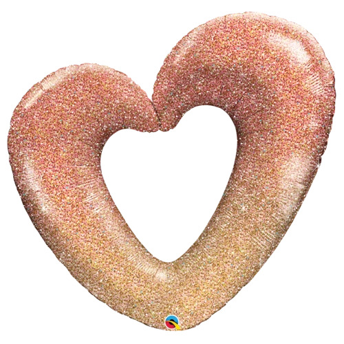106cm Shape Rose Gold Glitter Ombre Heart #21073 - Each (pkgd.) 