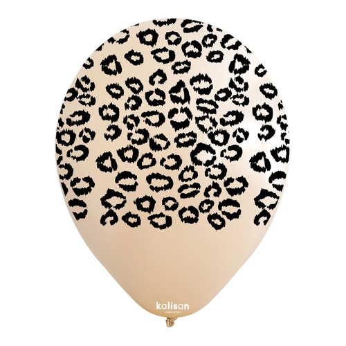 30cm Round Blush Safari Leopard with Black Print Kalisan Latex Balloons #21254703 - Pack of 25