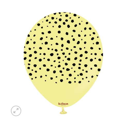 30cm Round Macaron Yellow Safari Cheetah with Black Print Kalisan Latex Balloons #21256473 - Pack of 25
