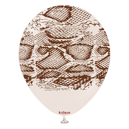 30cm Round White Sand Safari Snake with Dark Brown Print Kalisan Latex Balloons #21257033 - Pack of 25
