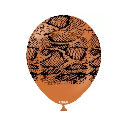 30cm Round Caramel Brown Safari Snake with Black Print Kalisan Latex Balloons #21257033 - Pack of 25