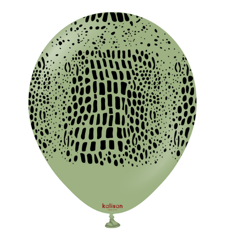 30cm Round Eucalyptus Safari Crocodile with Black Print Kalisan Latex Balloons #21257873 - Pack of 25