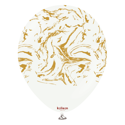 30cm Round White Space Nebula with Gold Print Kalisan Latex Balloons #21258433 - Pack of 25