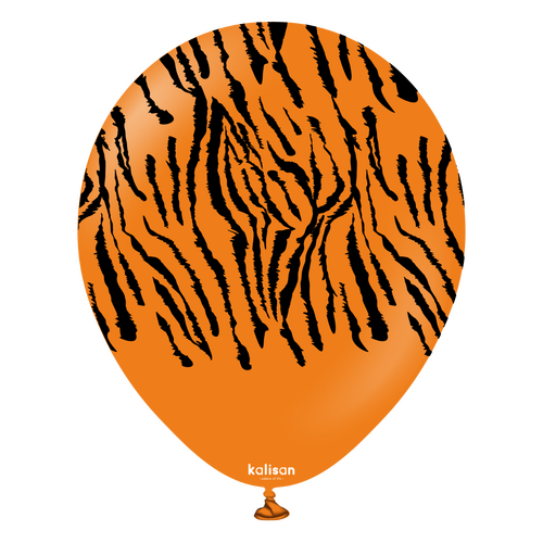 30cm Round Orange Safari Tiger with Black Print Kalisan Latex Balloons #21258683 - Pack of 25