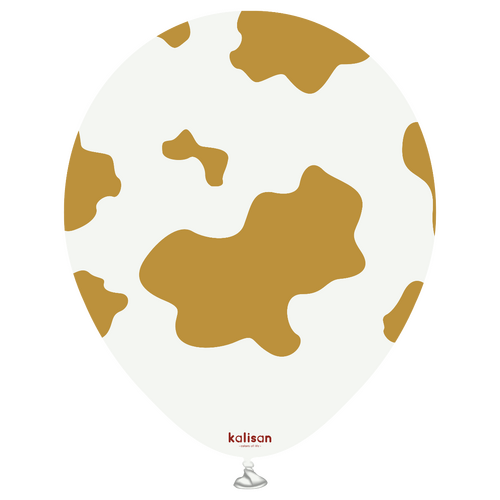 30cm Round White Country Cow with Gold Print Kalisan Latex Balloons #21259543 - Pack of 25