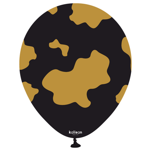 30cm Round Black Country Cow with Gold Print Kalisan Latex Balloons #21259553 - Pack of 25 