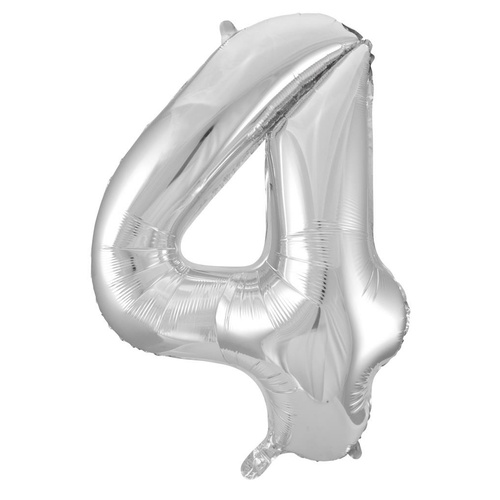 86cm Number 4 Silver Foil Balloon #30213704 - Each (Pkgd.) 