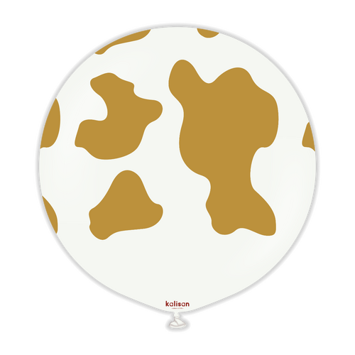 60cm Standard White Country Cow with Gold Kalisan Printed Latex Balloons #22459547 - Each