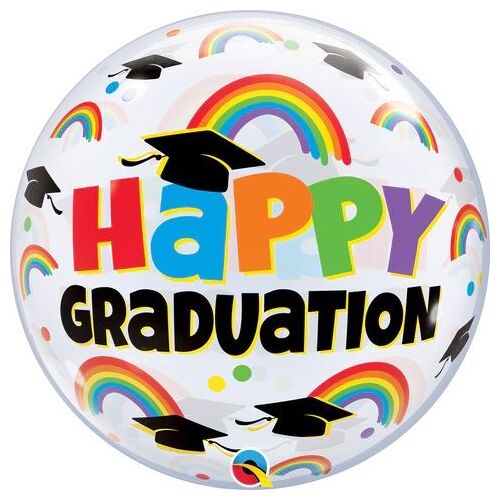 56cm Single Bubble Graduation Caps & Rainbows #24896 - Each 