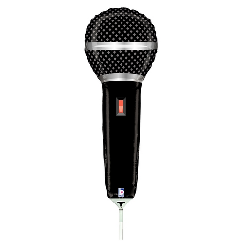 Mini Shape Microphone Foil Balloon #2519370AF - Each (Inflated, supplied air-filled on stick)