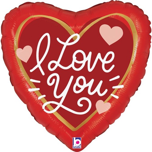 22cm Love Hearts Foil Balloon #2522132AF - Each (Inflated, supplied air-filled on stick)