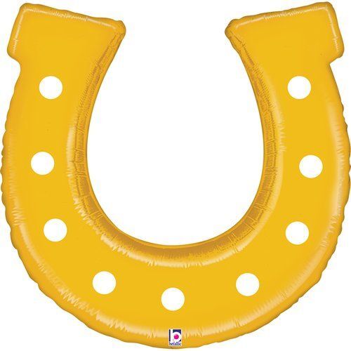 64cm Shape Golden Horseshoe Foil Balloon #2525082P - Each (Pkgd.) TEMPORARILY UNAVAILABLE