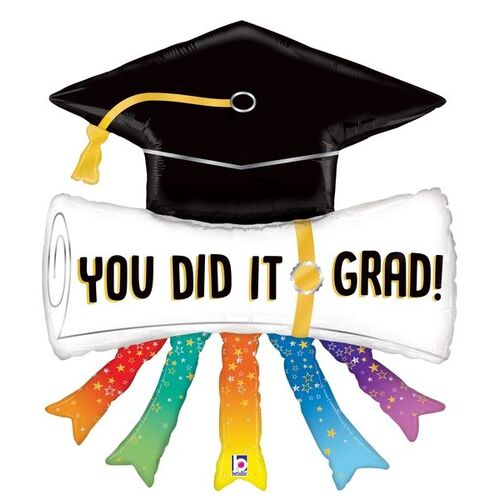 88cm Shape You Did It Grad Diploma Foil Balloon #2525100P - Each  (Pkgd)