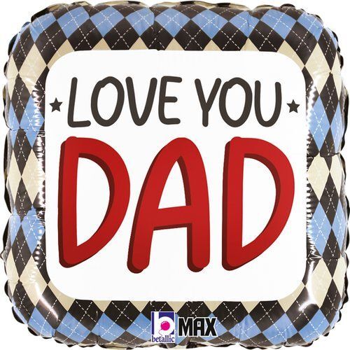 45cm Round Love You Dad Argyle Foil Balloon #2526176P - Each (Pkgd.) 