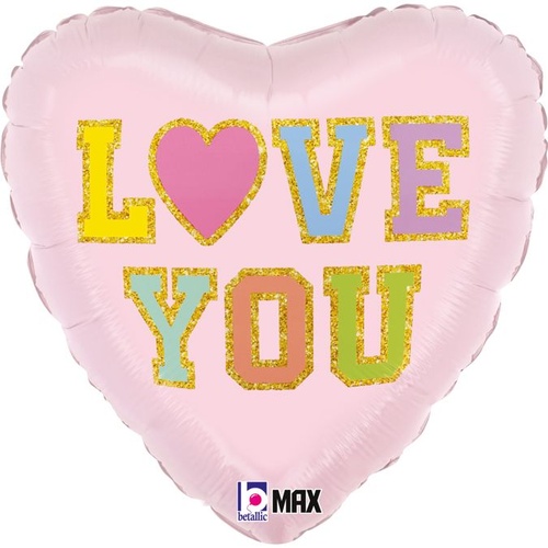 45cm Love Patch Heart Foil Balloon #2526330P - Each (Pkgd.)