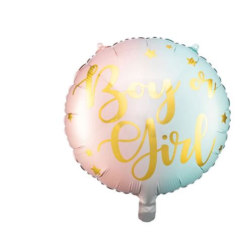 35cm Foil Balloon Glossy Round Boy or Girl Pink/Blue Ombre #252683 - Each (Pkgd.)
