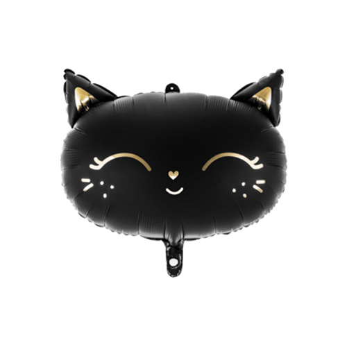 48cm Shape Foil Balloon Matte Black Cat with Gold Detail #PD2684 - Each (Pkgd.) 
