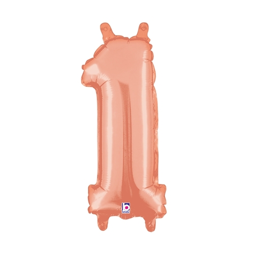 36cm Number 1 Rose Gold Foil Balloon - Air Fill ONLY #2534841RGP - Each (Pkgd.)