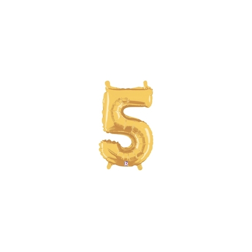 36cm Number 5 Gold Foil Balloon - Air Fill ONLY #2534845GP - Each (Pkgd.) 