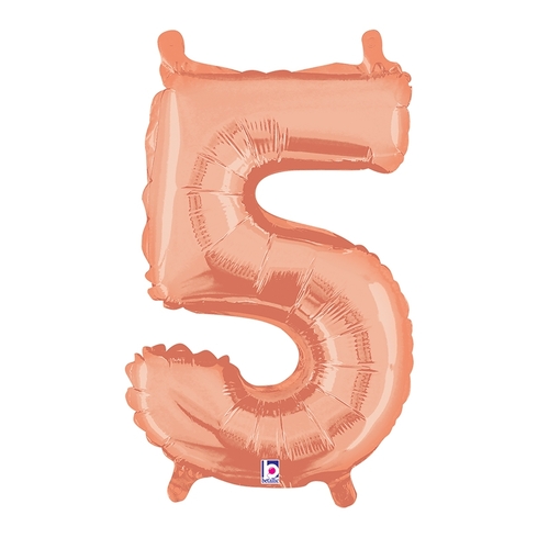 36cm Number 5 Rose Gold Foil Balloon - Air Fill ONLY #2534845RGP - Each (Pkgd.)